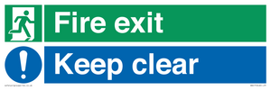 Fire exit Keep clear dual sign